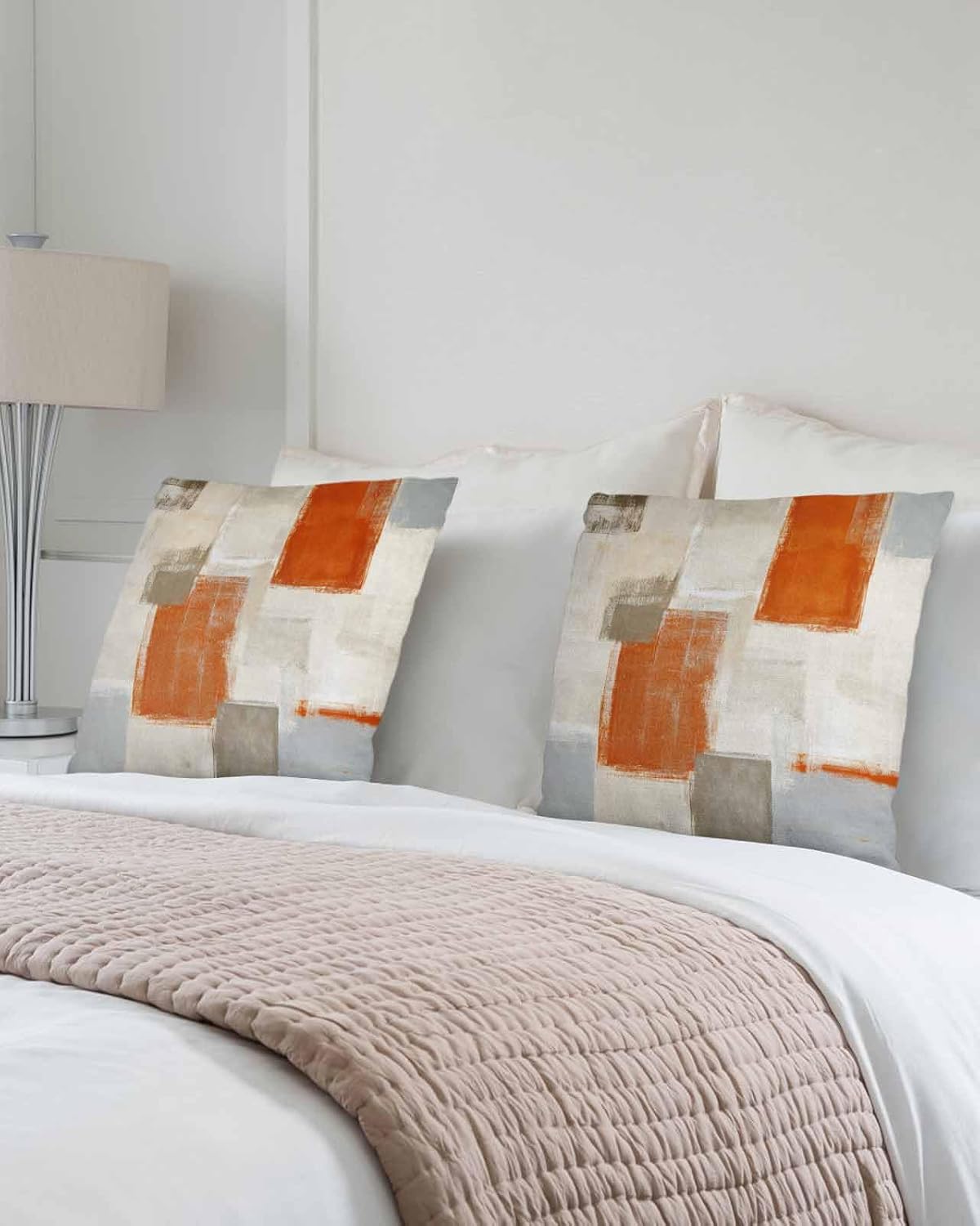 Paquete de 2 fundas de almohada decorativas de algodón, color naranja quemado, marrón, gris, graffiti, arte de pintura de graffiti, 20 x 20