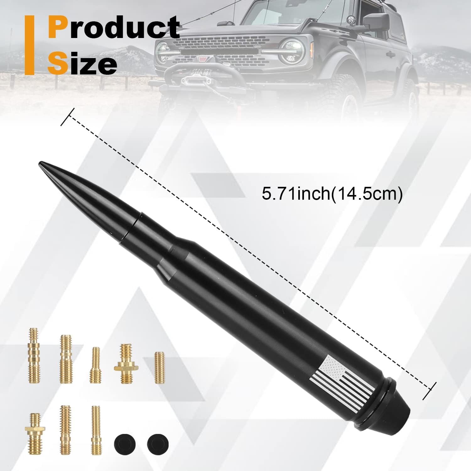 Reemplazo de antena de aluminio de calibre pesado compatible con Ford Bronco 2021 2022 2023 24 puertas accesorios de decoración exterior