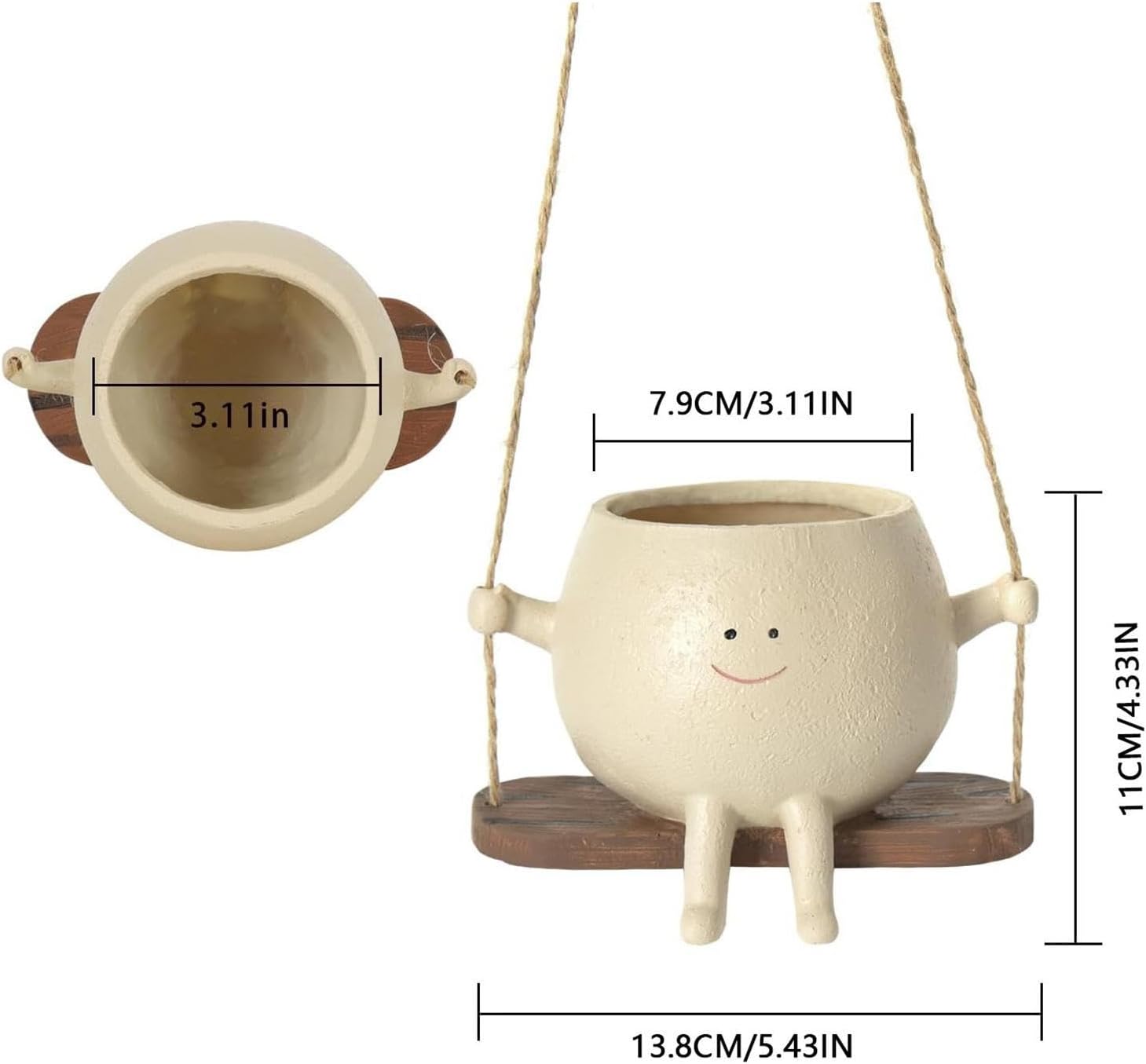 Macetas de cara oscilante, 12 macetas colgantes de pared, maceta de resina de cara sonriente, cesta creativa para plantas suculentas, para
