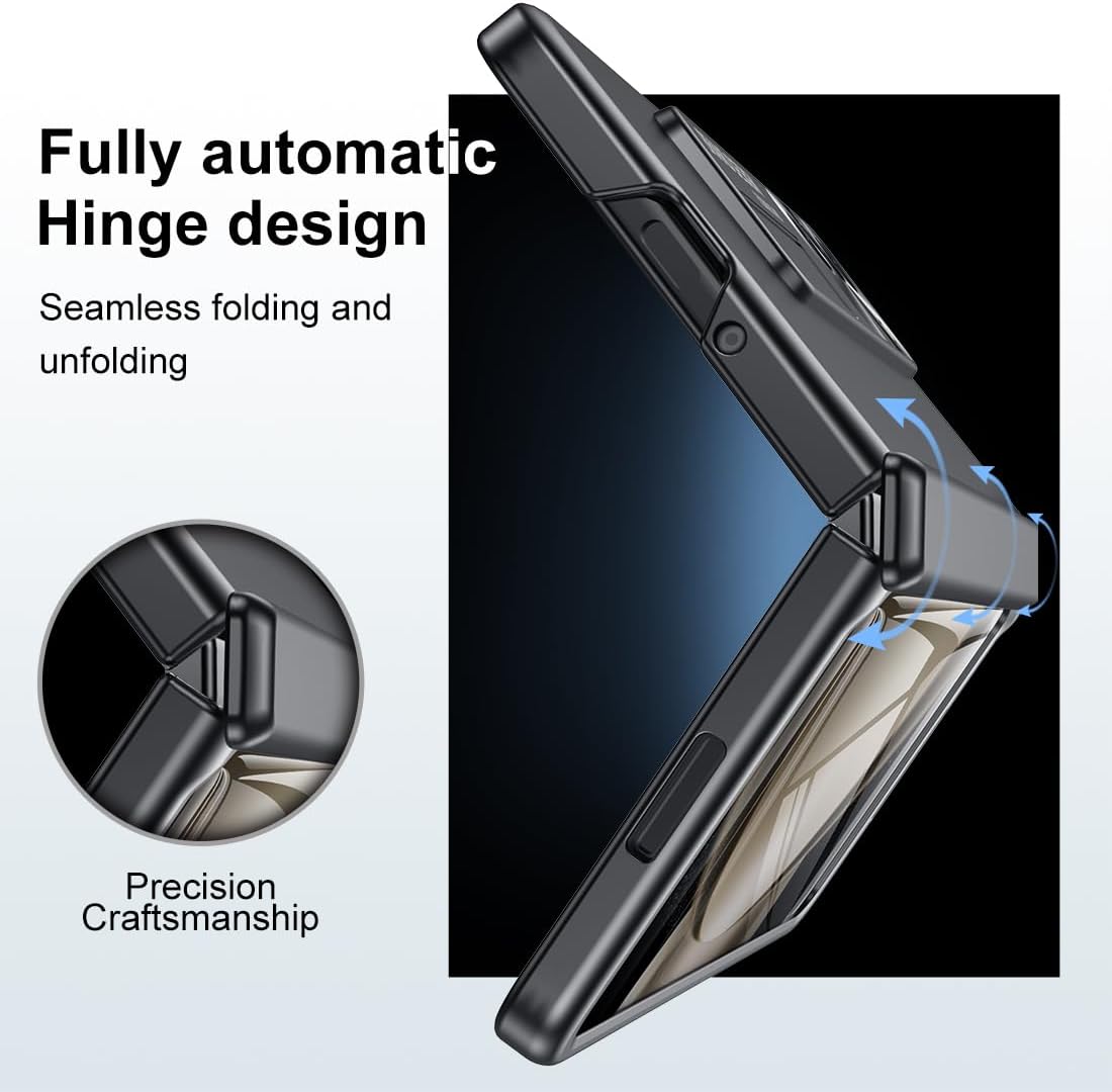Funda con función atril para Galaxy Z-Fold-5 Protección completa de bisagra Funda delgada con cuerpo completo, protector de pantalla y soporte para