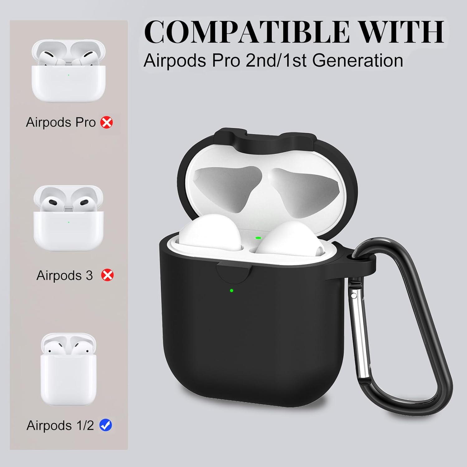 Funda protectora de silicona suave compatible con Apple AirPods 2nd 1st Charging Case LED frontal visible