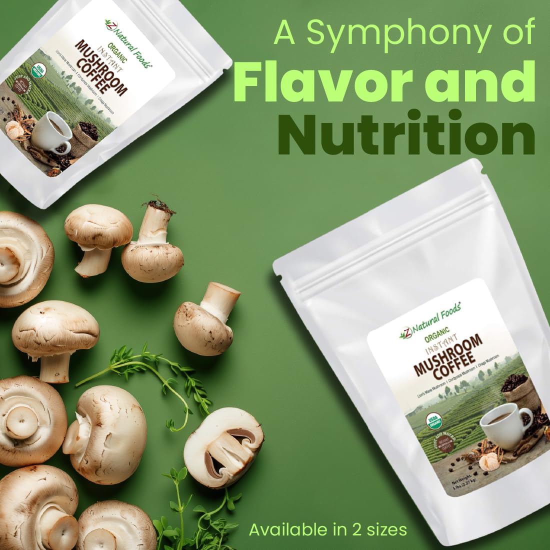 Café orgánico de hongos a granel de 5 libras  Mezcla instantánea de superalimento de melena de león + Cordyceps + Chaga + café  ligeramente