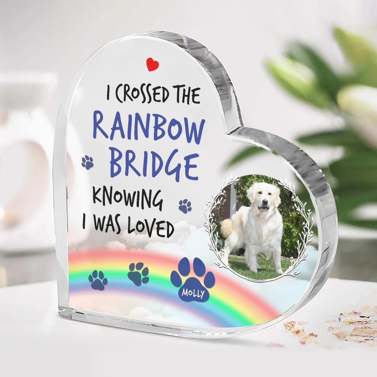 Pawfect House Rainbow Bridge – Regalos conmemorativos para mascotas, placa acrílica, regalos conmemorativos para perros por pérdida de perro, en