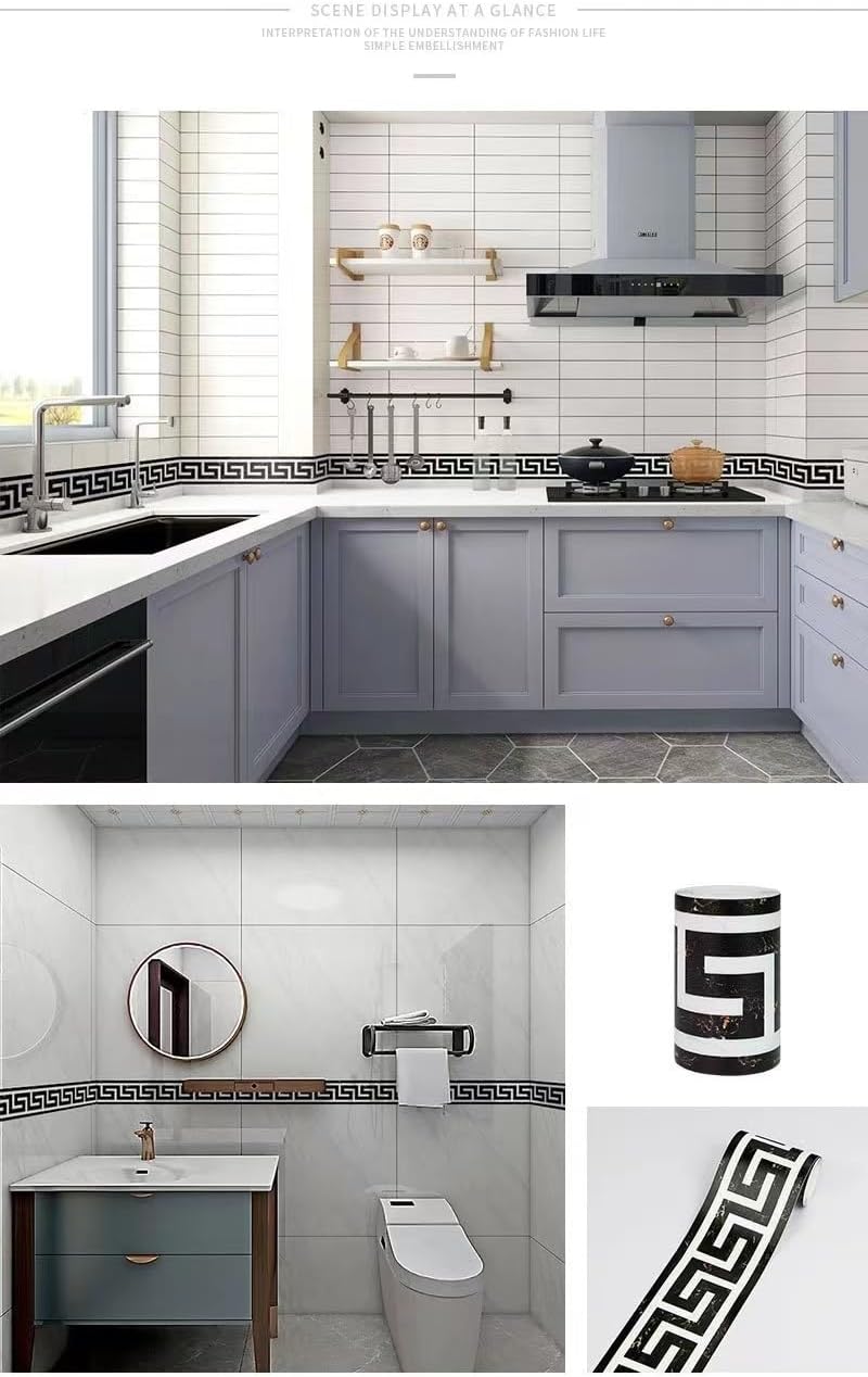 Borde de pared impermeable autoadhesivo, borde autoadhesivo para papel tapiz, borde de pared autoadhesivo extraíble, adecuado para decoración en