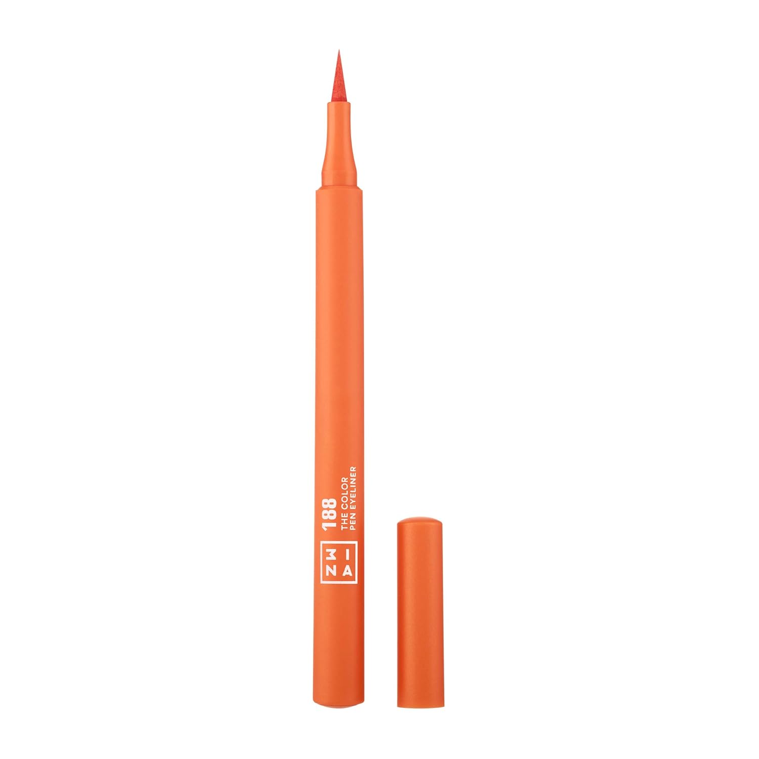 3INA The Color Pen Eyeliner 188 – Delineador líquido de larga duración de punta ultra fina naranja 14H – Colores vibrantes, mate, a prueba de