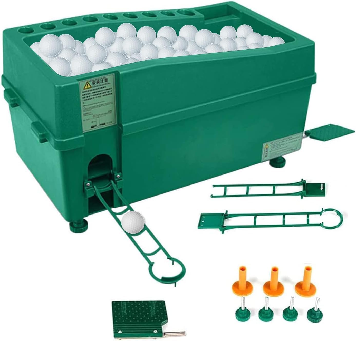 Automatic Golf Ball Dispenser Machine, No Electricity Required Tee Up Golf Ball Teeing Device Golf Club Organizer with Adjustable Foot Stand
