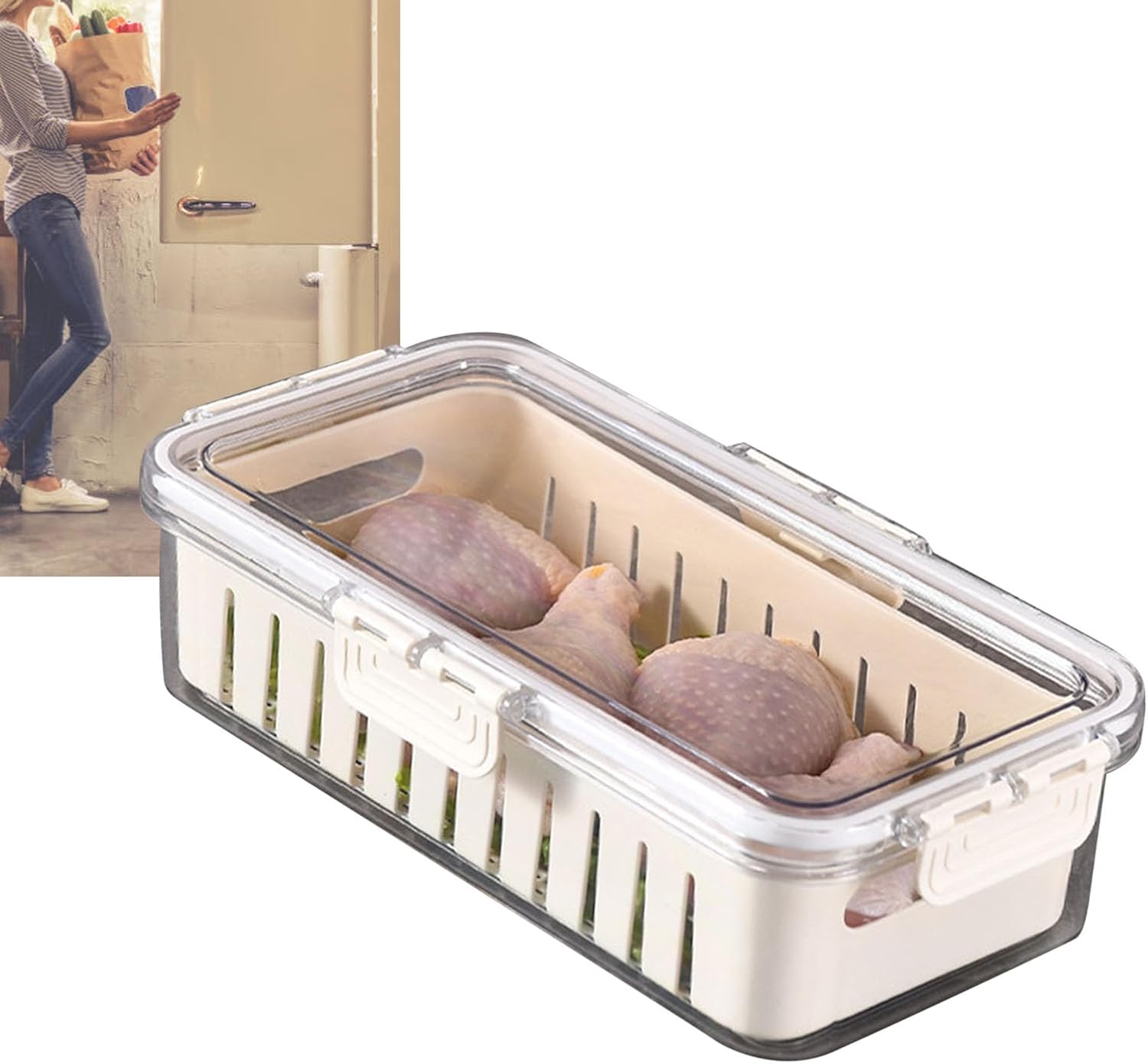 TOPINCN Contenedores de almacenamiento de frutas para refrigerador, organizadores de cocina, contenedor de almacenamiento de verduras de grado