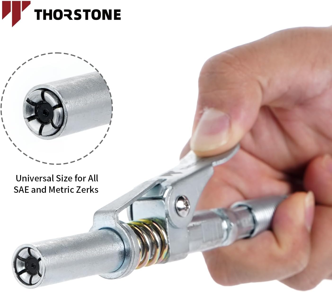 Thorstone Juego de manguera flexible de resorte de 18 pulgadas y acoplador de bloqueo para pistola de engrase  Patente de EE. UU. 29826908