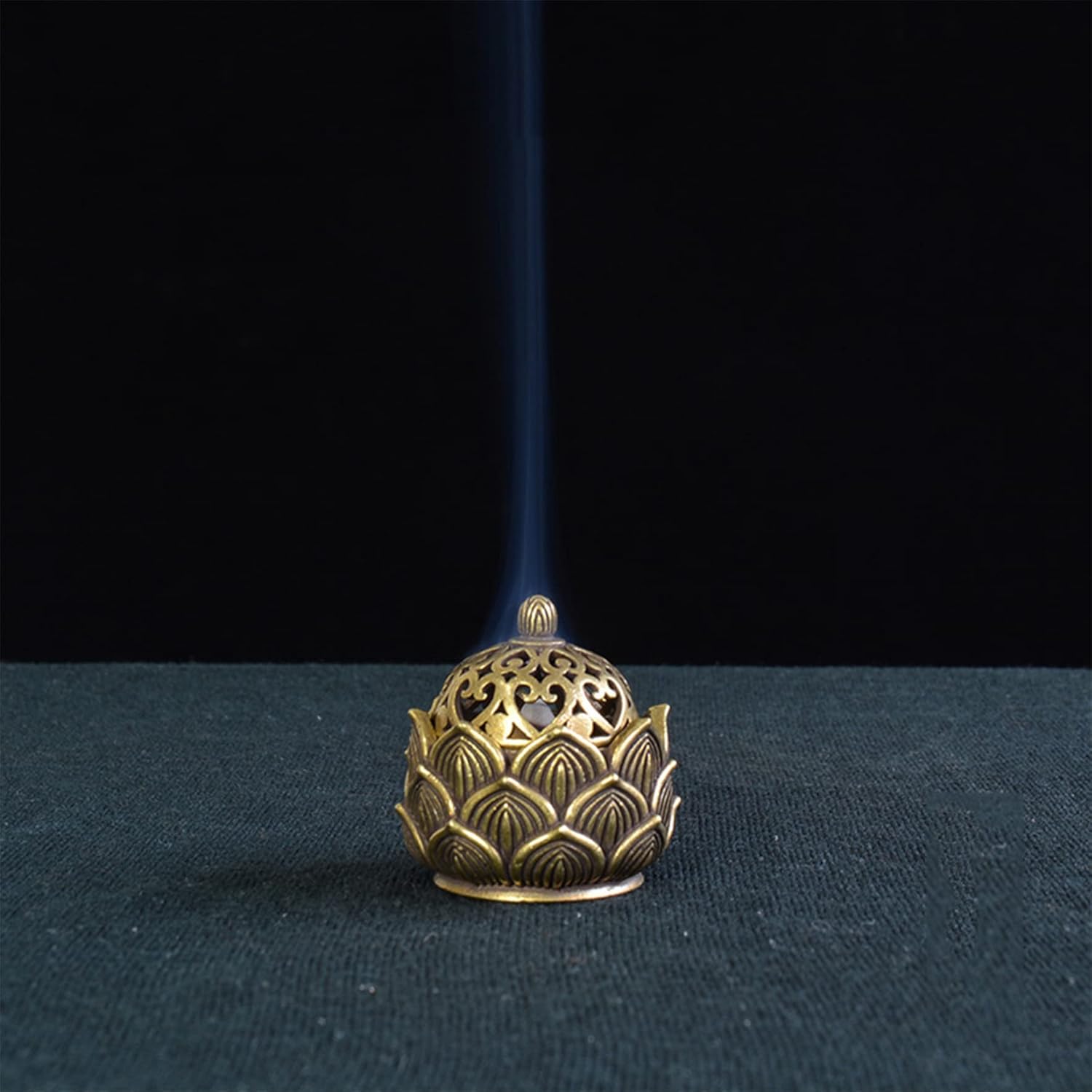 Lotus – Soporte para incienso de latón, mini quemador de incienso de latón, soporte para varillas de incienso, vintage, calado, flor de loto,