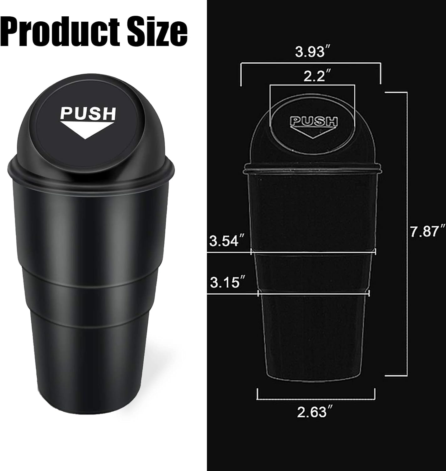 NTNEV Mini basurero para automóvil, contenedor de basura para automóvil, a prueba de fugas, cubo de basura para automóvil con tapa, contenedor