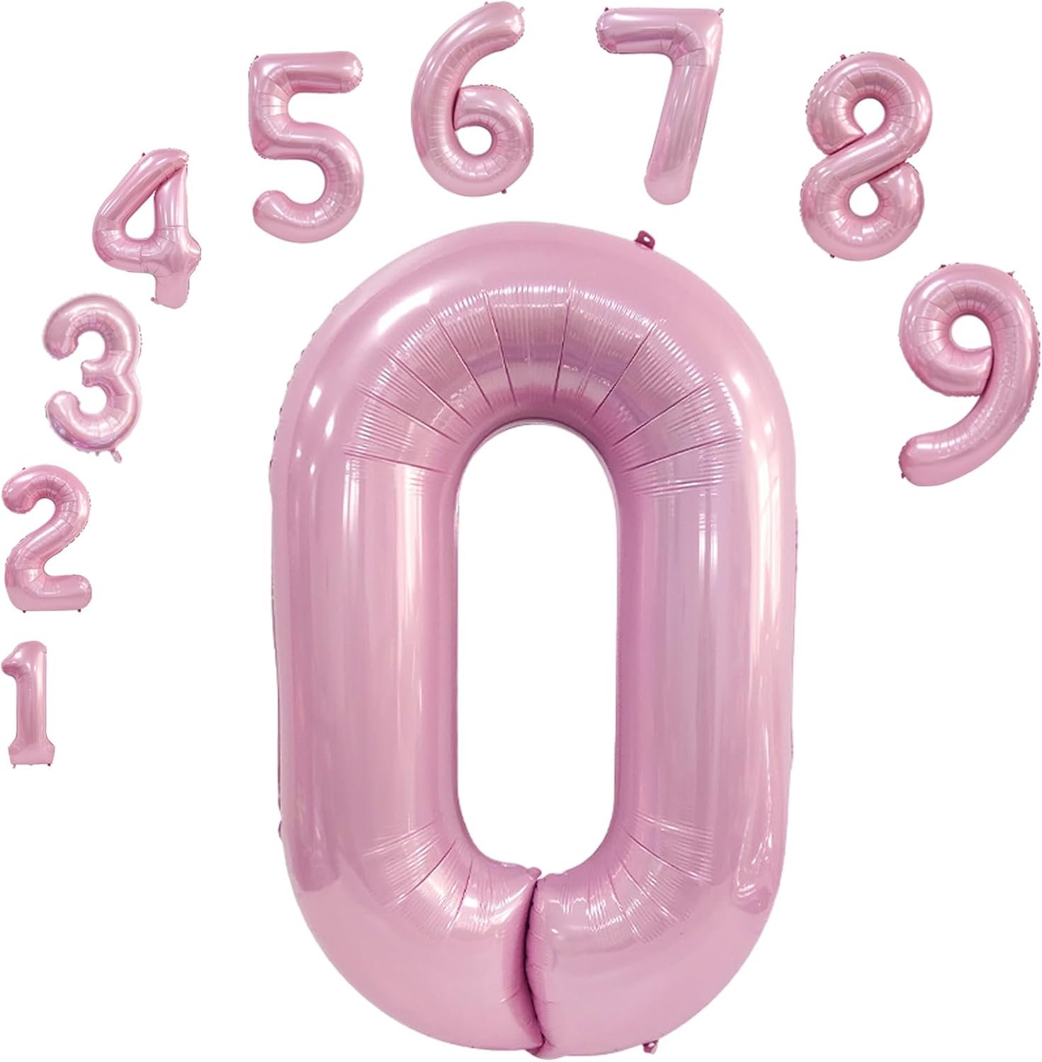 Globo de números grandes color rosa de 40 pulgadas del 0 al 9, globo gigante de aluminio con números 0 para fiesta de cumpleaños, boda, despedida de