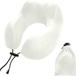 Almohada de viaje de color marfil para cama de viaje de coche, almohada de espuma viscoelástica en forma de U para el cuello, color marfil Almohada de viaje de color marfil para cama de viaje de coche, almohada de espuma viscoelástica en forma de U para el cuello, color marfil