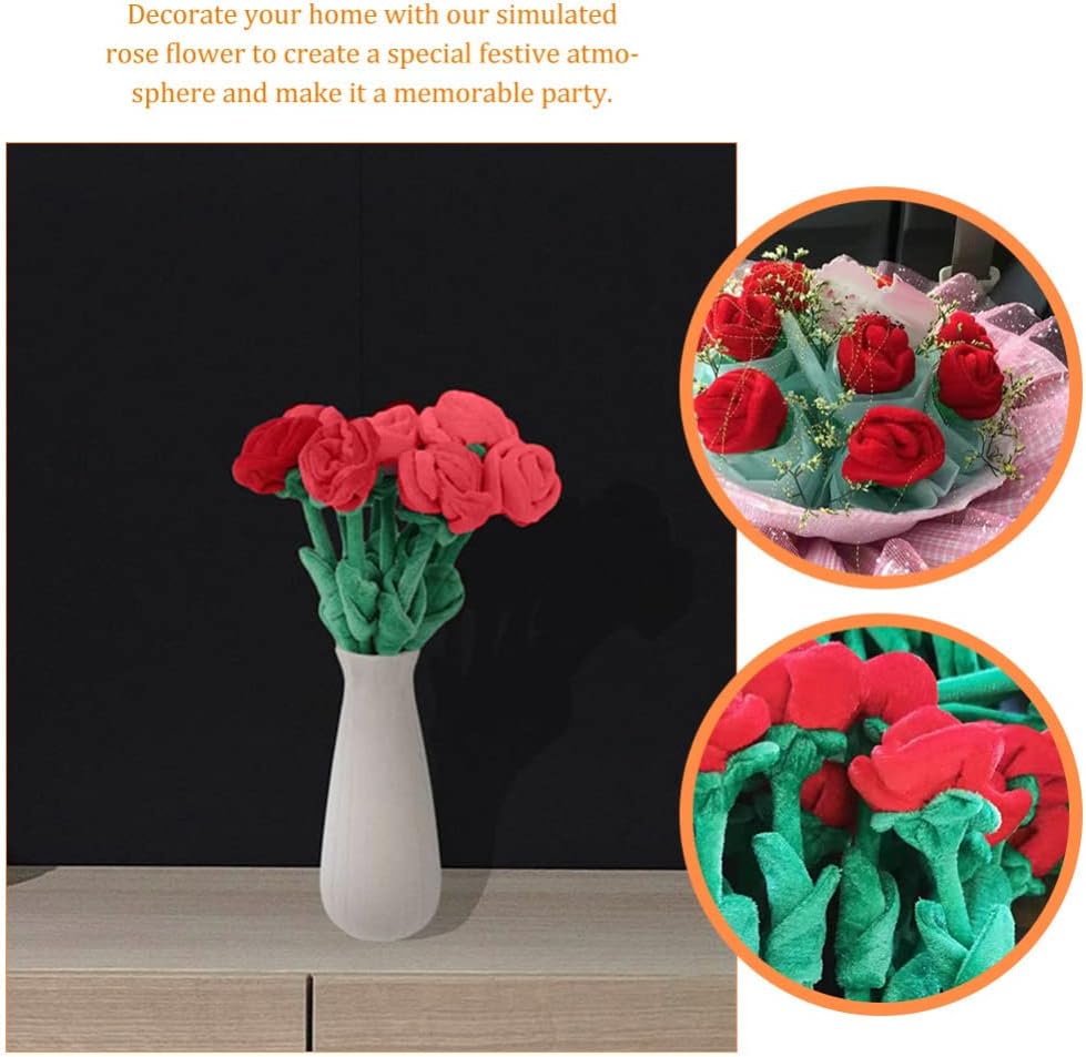 Zerodeko 2 rosas de peluche con tallos flexibles, ramo de felpa decorativa, hebilla de cortina para decoración del hogar, día de San Valentín,
