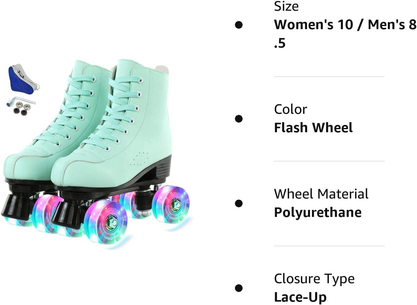 XUDREZ Patines de ruedas para mujeres y hombres, brillantes, de doble fila, cuatro ruedas, patines para mujer con bolsa de zapatos