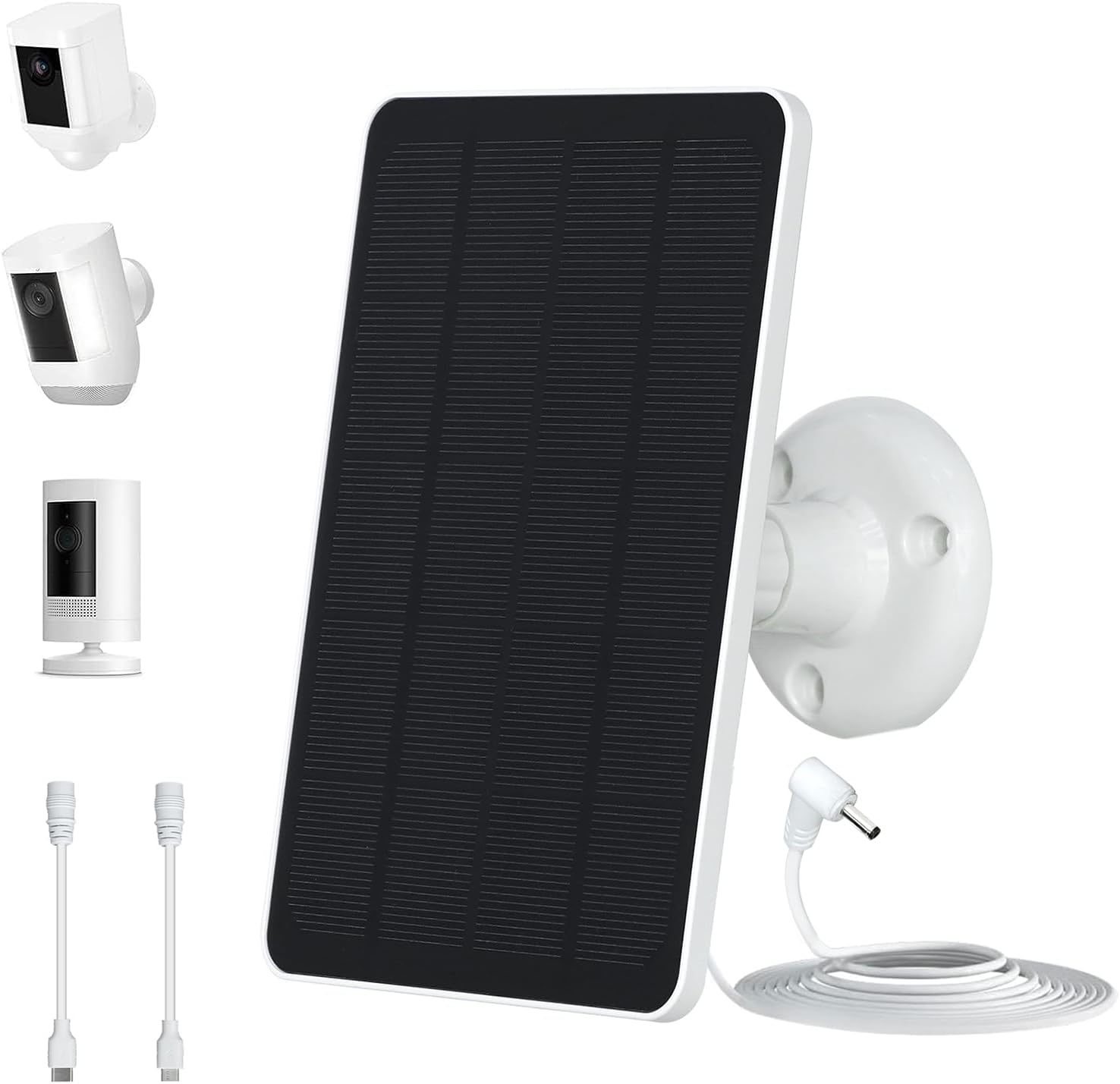 Paneles solares de 5 W para cámaras de seguridad  Compatible con Ring Spotlight Cam (batería), batería Ring Stick Up Cam  Cable de carga de 9.8 pies