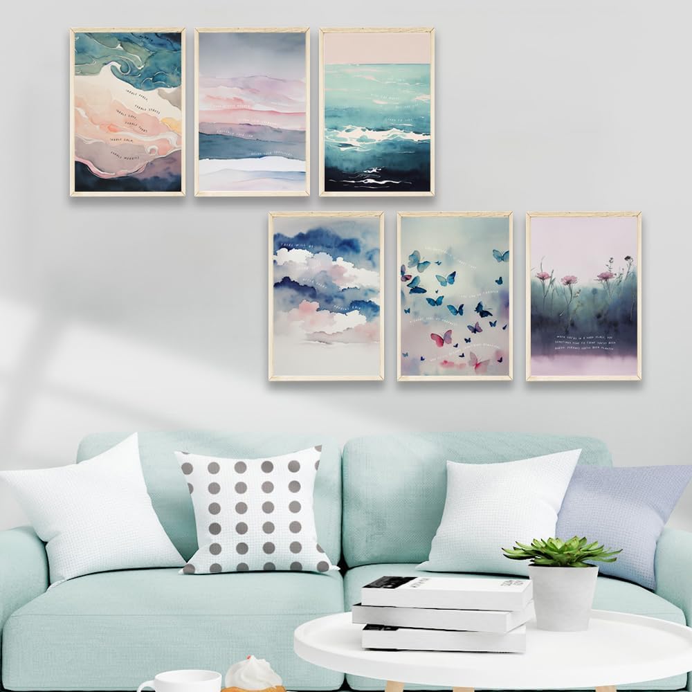 6 pósteres de salud mental, arte de pared para terapia de ansiedad, motivacional, decoración de oficina para citas positivas, lienzo inspirador para