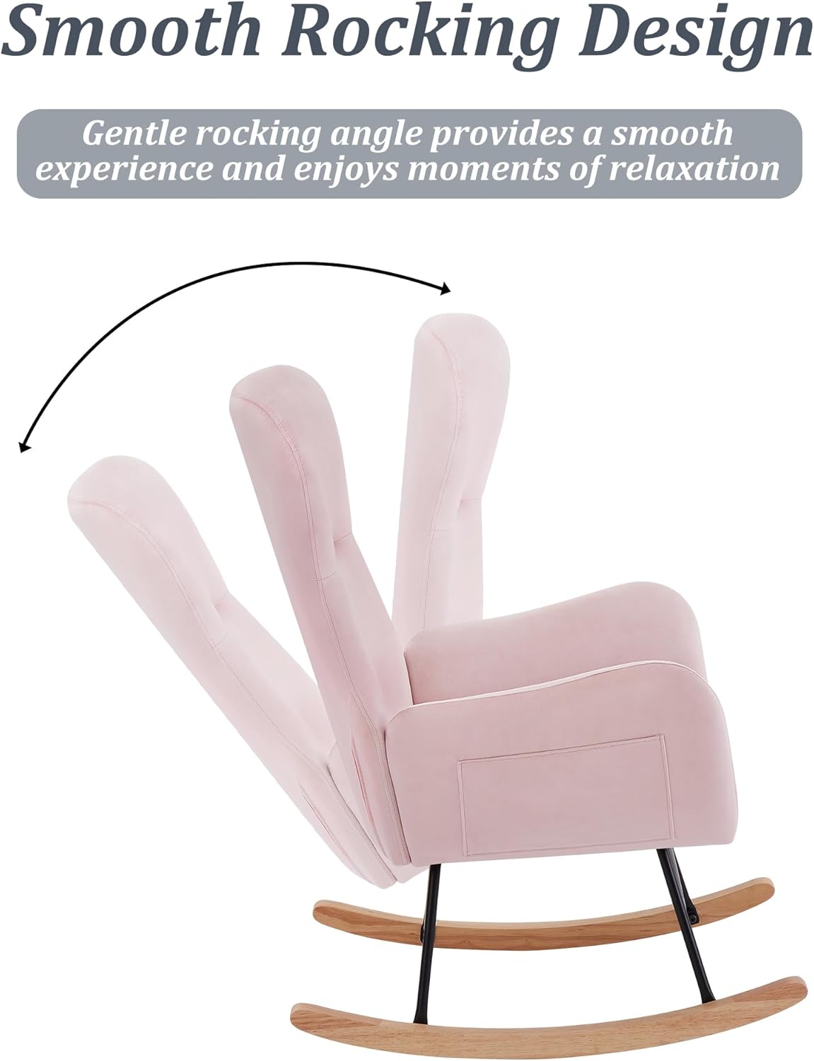 Olela Mecedora para guardería, mecedora tapizada de peluche, asiento acolchado con respaldo alto y bolsillo lateral para sala de estar, dormitorio,