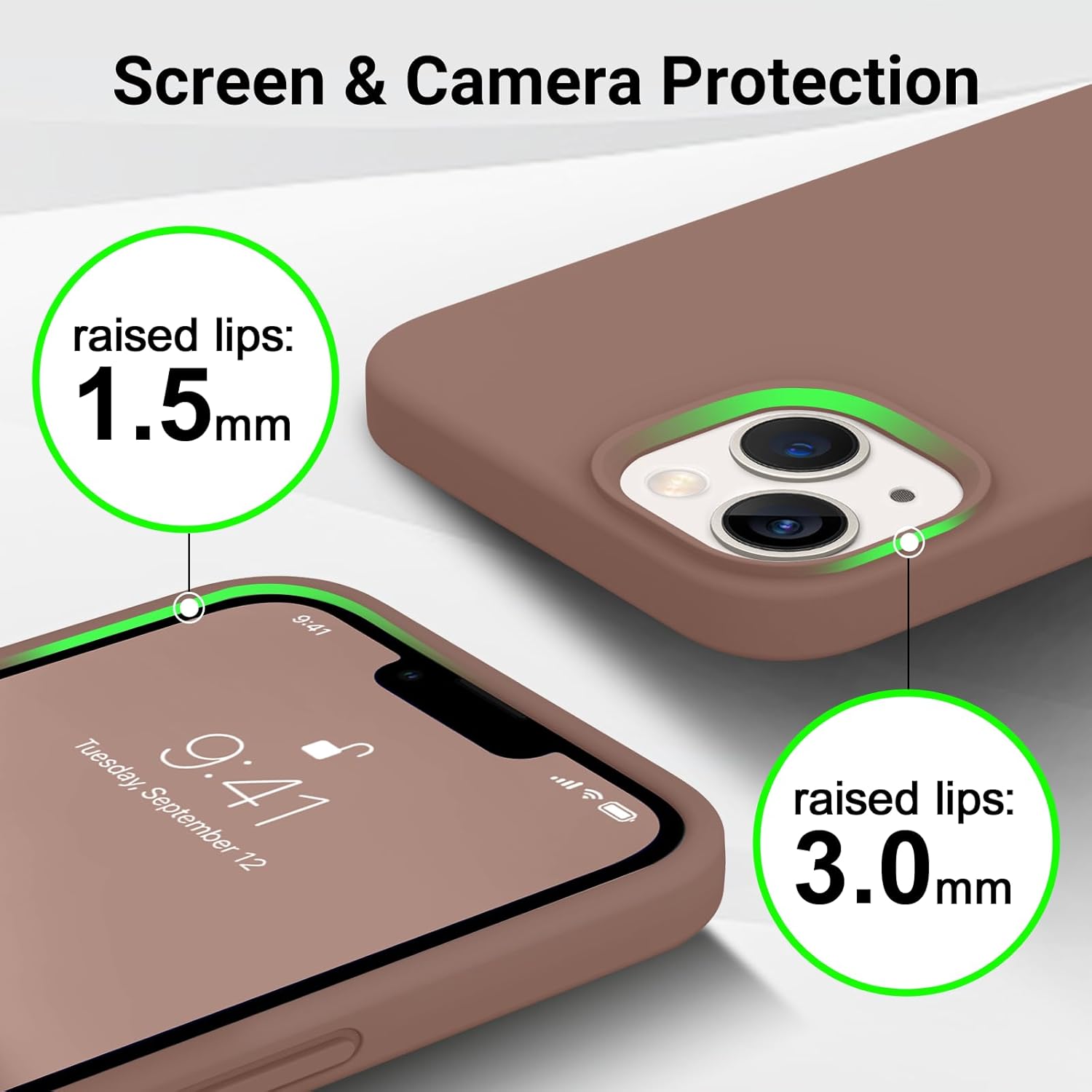 AOTESIER Funda compatible con iPhone 13, Serie Slim de silicona Funda protectora de cuerpo completo a prueba de golpes con forro de microfibra suave