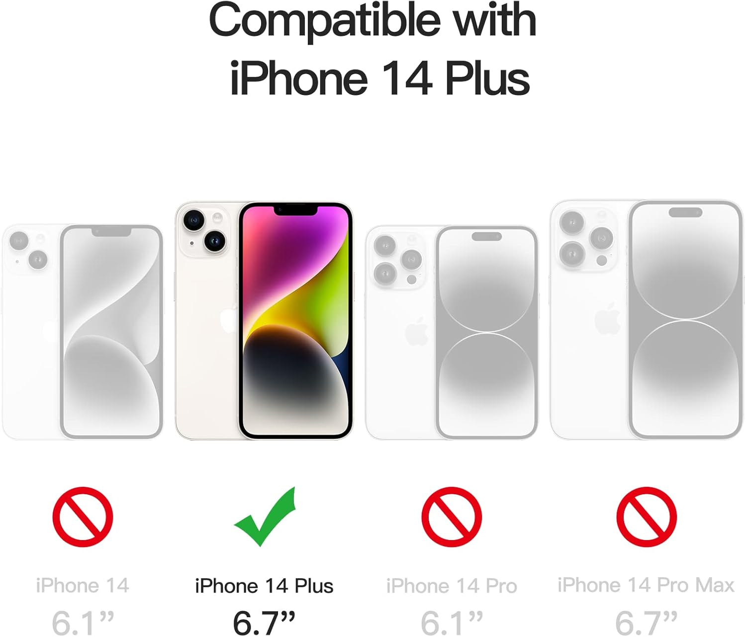 JETech Funda magnética para iPhone 14 Plus de 6.7 pulgadas, compatible con carga inalámbrica MagSafe, a prueba de golpes, parte trasera transparente