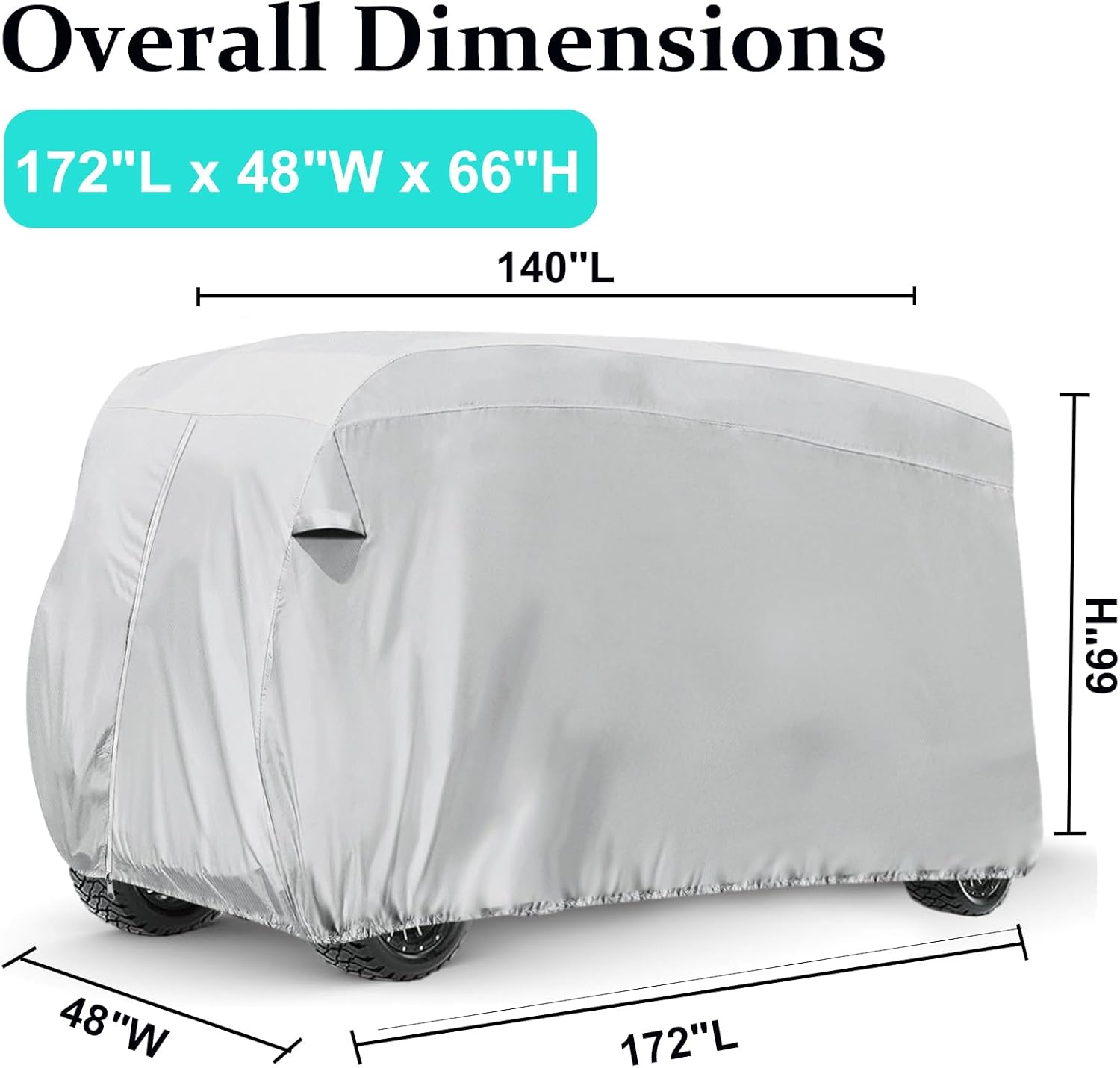 FEIJAZUM Funda impermeable para carrito de golf de 8 plazas, tela Oxford 420D, funda de almacenamiento extra grande para carrito de golf Club Car,
