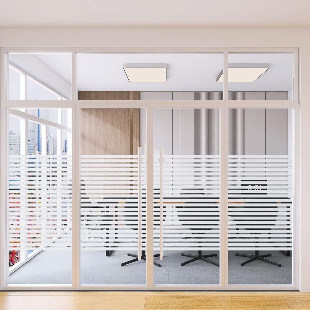 Película esmerilada a rayas para ventana, calcomanía de privacidad para ventana, vinilo decorativo para ventana, protección UV, película estática