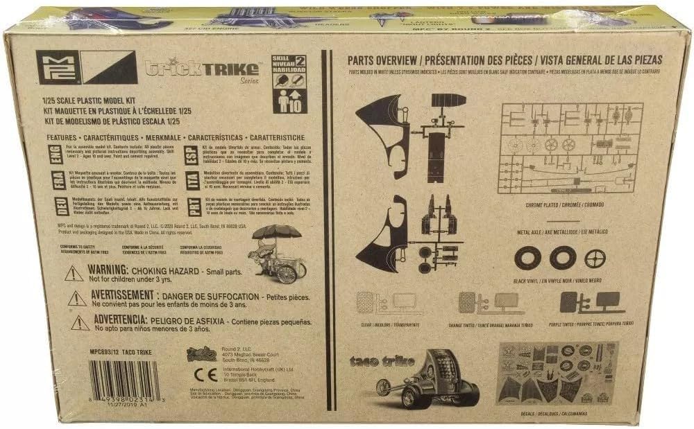 MPC Taco Trike (Trick Trikes Series) Kit de modelo a escala 125, blanco (MPC893)
