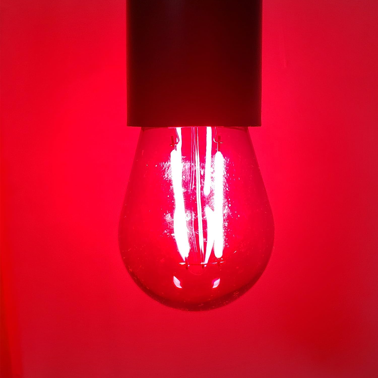 S14 – Bombilla LED roja de 2 W, bombillas de repuesto para cadena roja, inastillables, impermeables, decorativas, E26, filamento rojo, E26,