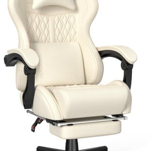 Ferghana Silla vintage de piel sintética para videojuegos, silla de jugador con respaldo alto con masaje, silla ergonómica de oficina para Ferghana Silla vintage de piel sintética para videojuegos, silla de jugador con respaldo alto con masaje, silla ergonómica de oficina para