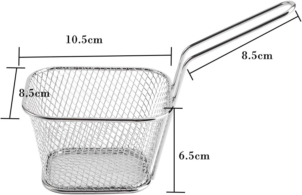 8 cestas cuadradas para freír, cesta de acero inoxidable para freidora profunda con mango de alambre, 4.1 x 3.3 x 2.6 pulgadas, cestas para servir