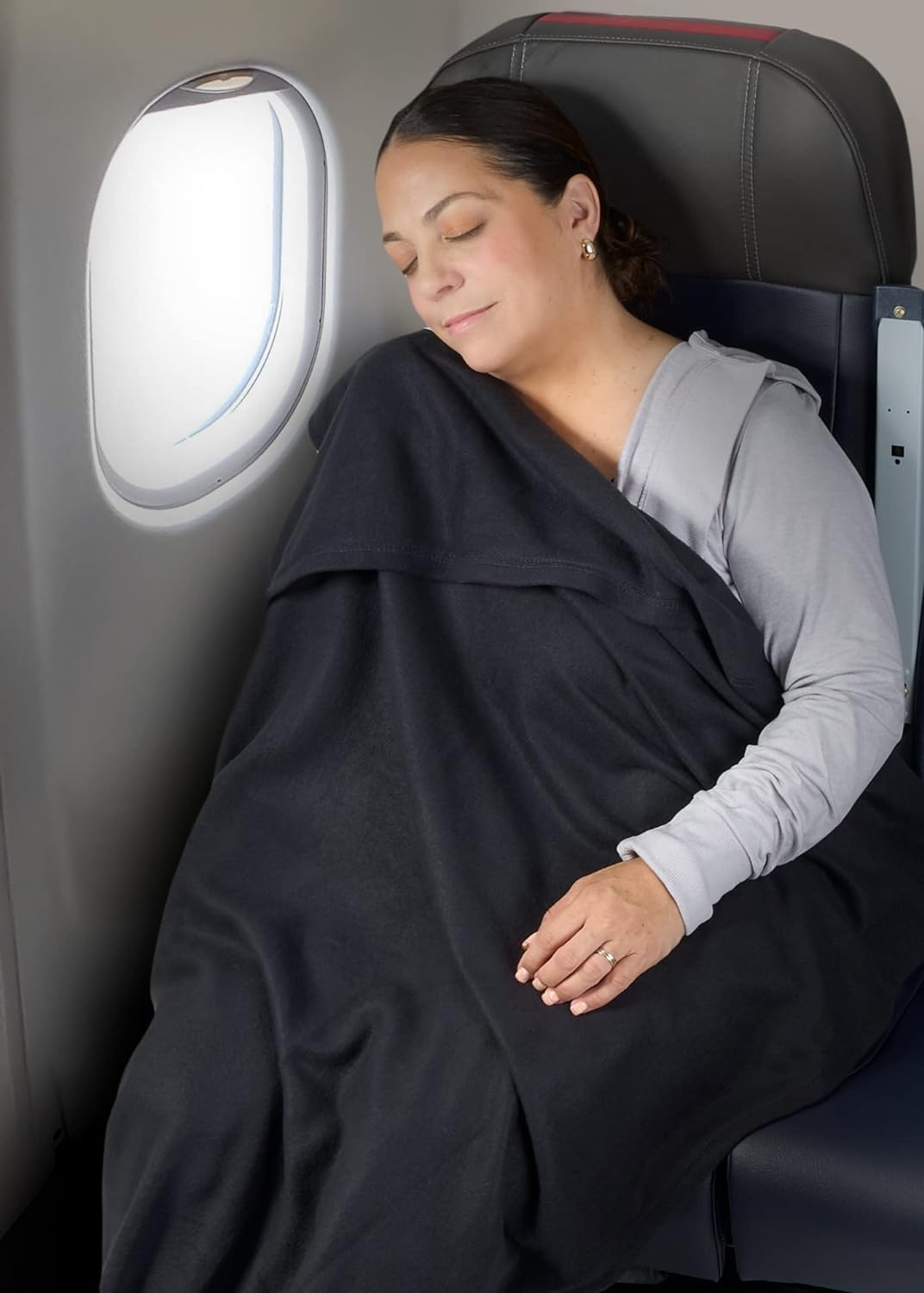 Brookstone Manta de viaje – Manta de viaje 2 en 1 de forro polar suave y cálida con bolsa de transporte – Manta compacta de viaje para automóvil y