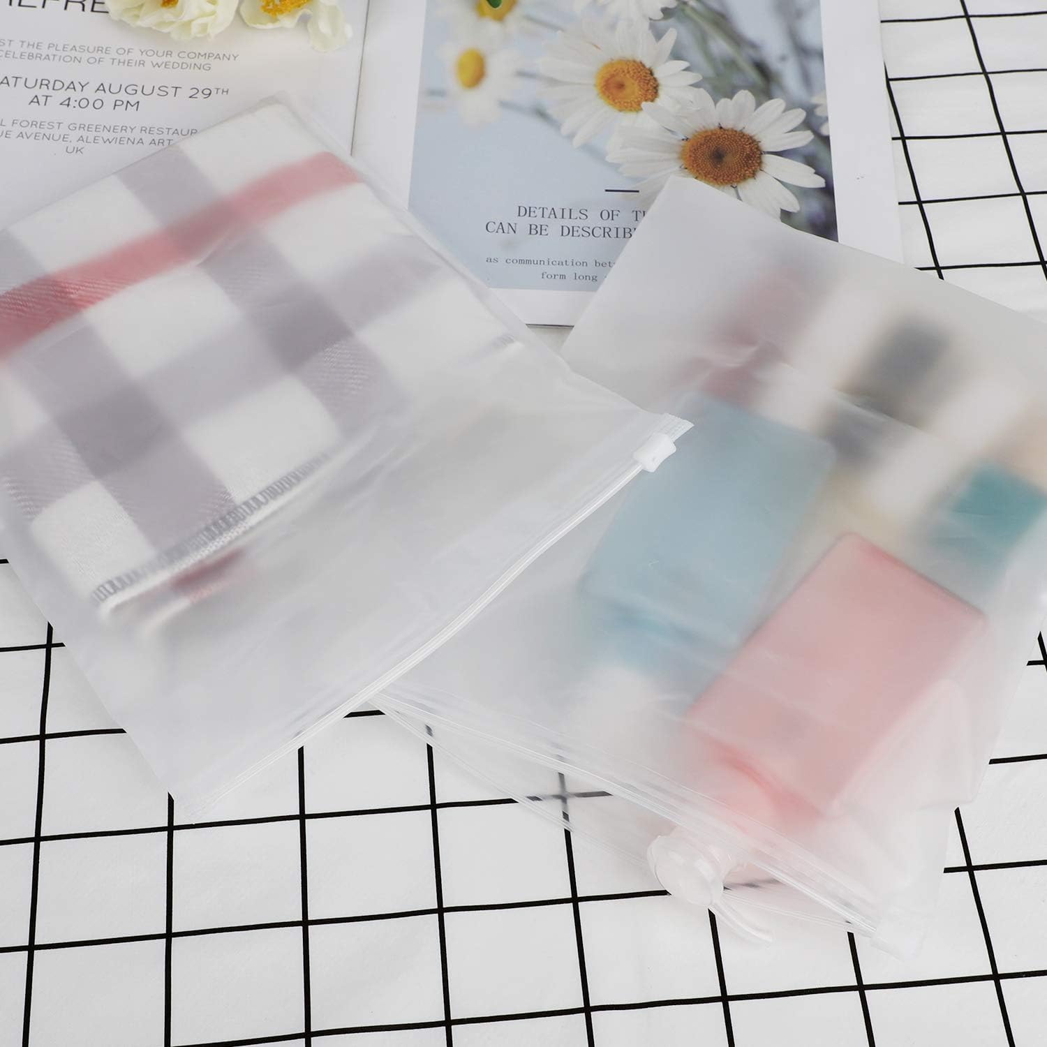 Bolsas de envío de mercancías, paquete de 100 bolsas de almacenamiento de plástico con cremallera de 8 x 10 pulgadas para embalaje de maquillaje,