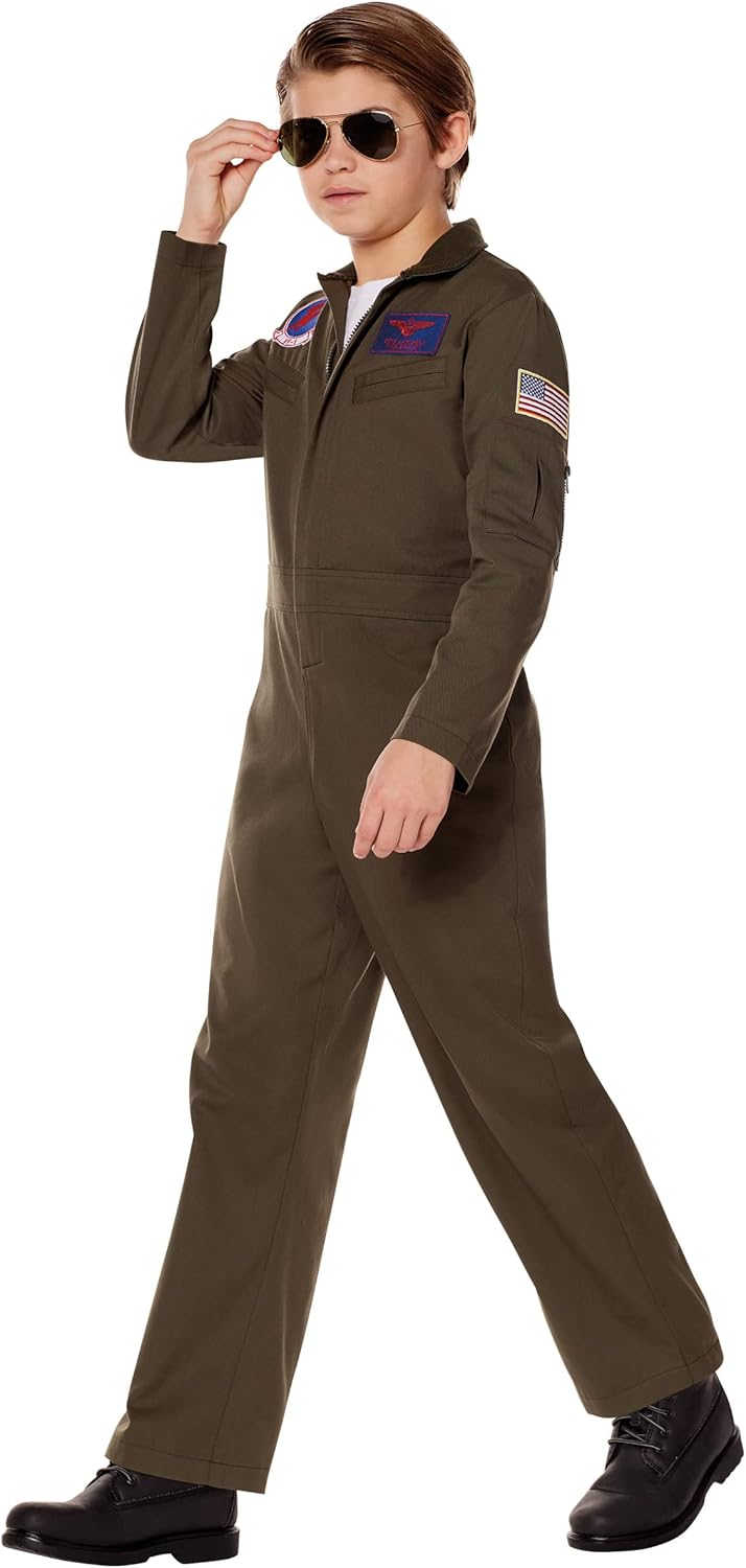 Spirit Halloween Top Gun – Disfraz de mono para niños, con licencia oficial, disfraz de piloto, disfraz de TV y películas