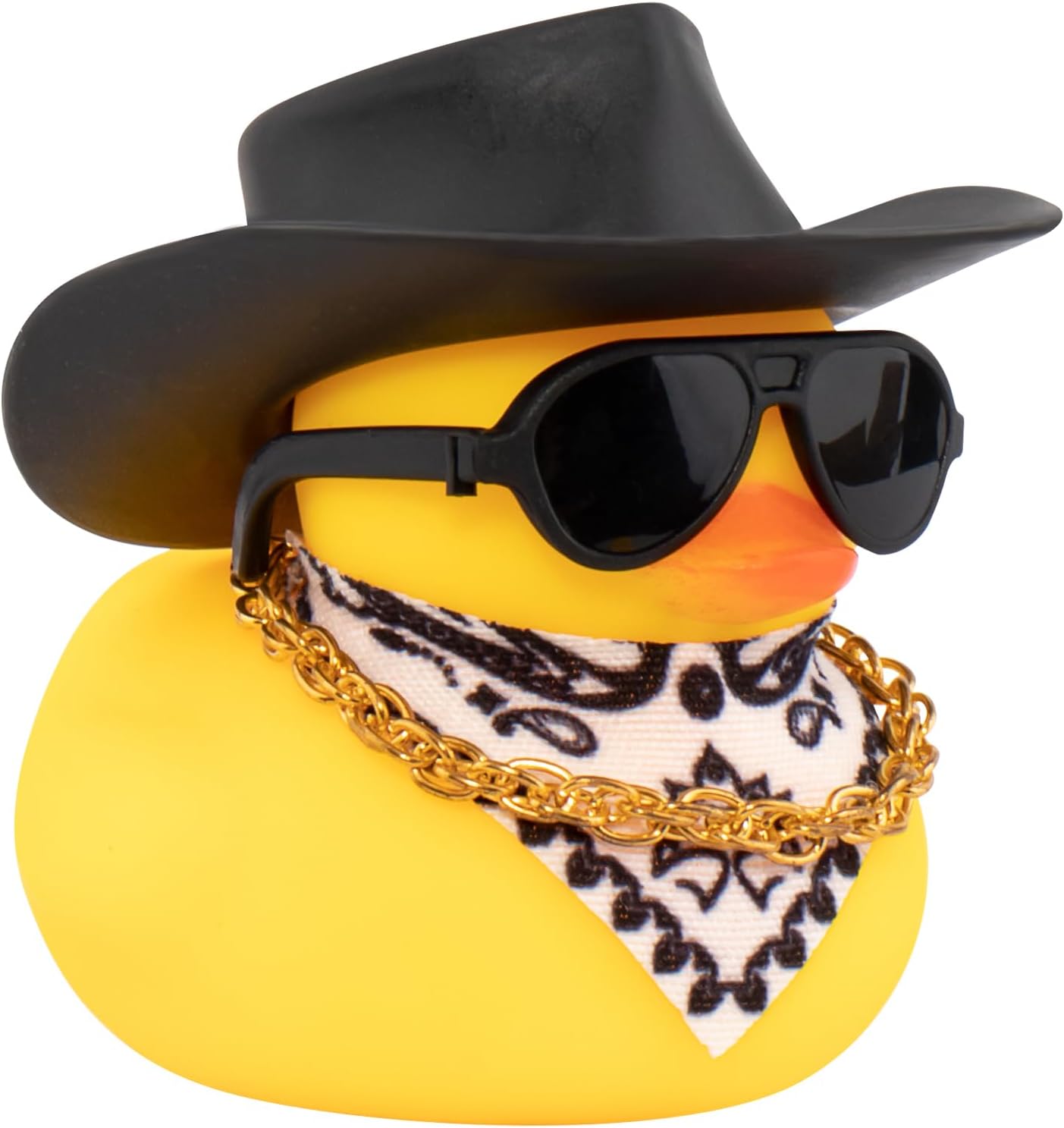 wonuu Pato de goma para automóvil, decoración de pato amarillo con sombrero de sol, collar, gafas de sol para decoración de tablero de automóvil,