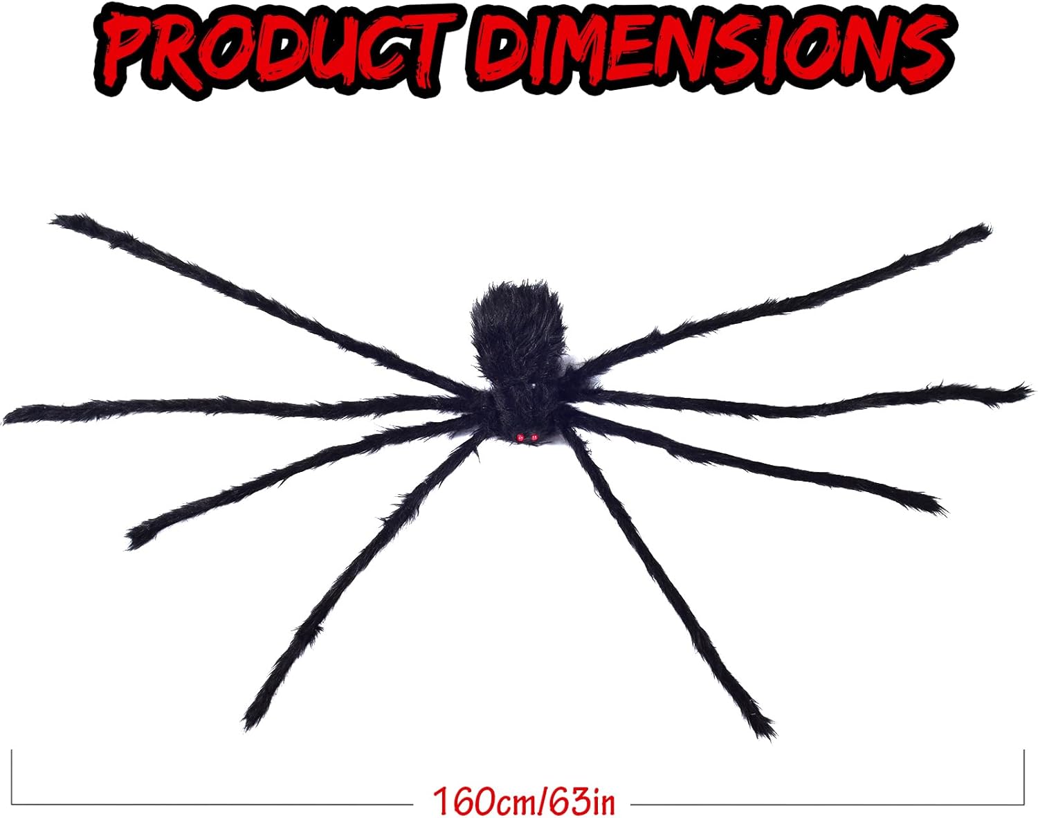 Paquete de 2 decoraciones de Halloween para exteriores, araña negra peluda de 5 pies, araña gigante aterradora, araña grande falsa, accesorios de