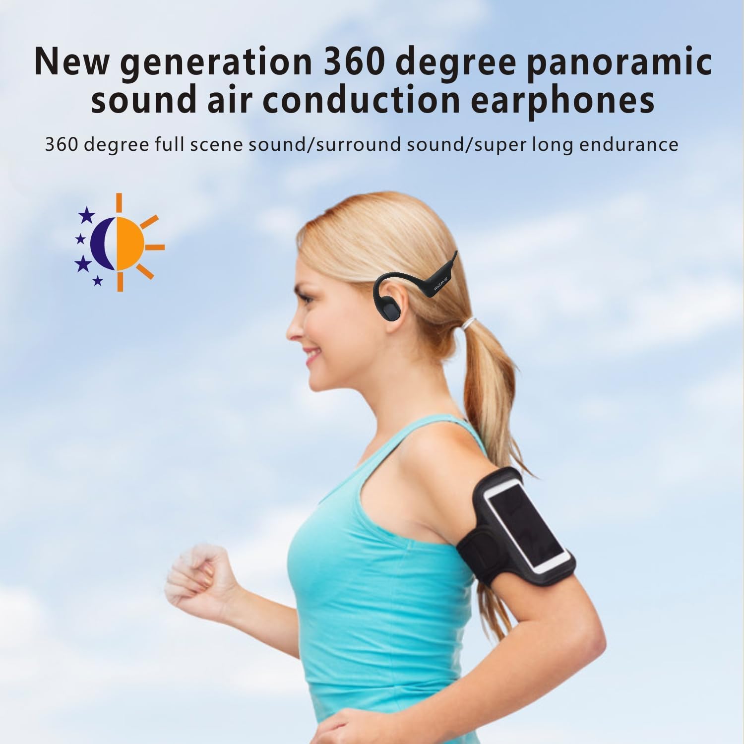 Auriculares deportivos abiertos de conducción ósea IP67 impermeables, resistentes al sudor, reducción de ruido-0.6oz micrófono integrado Auriculares