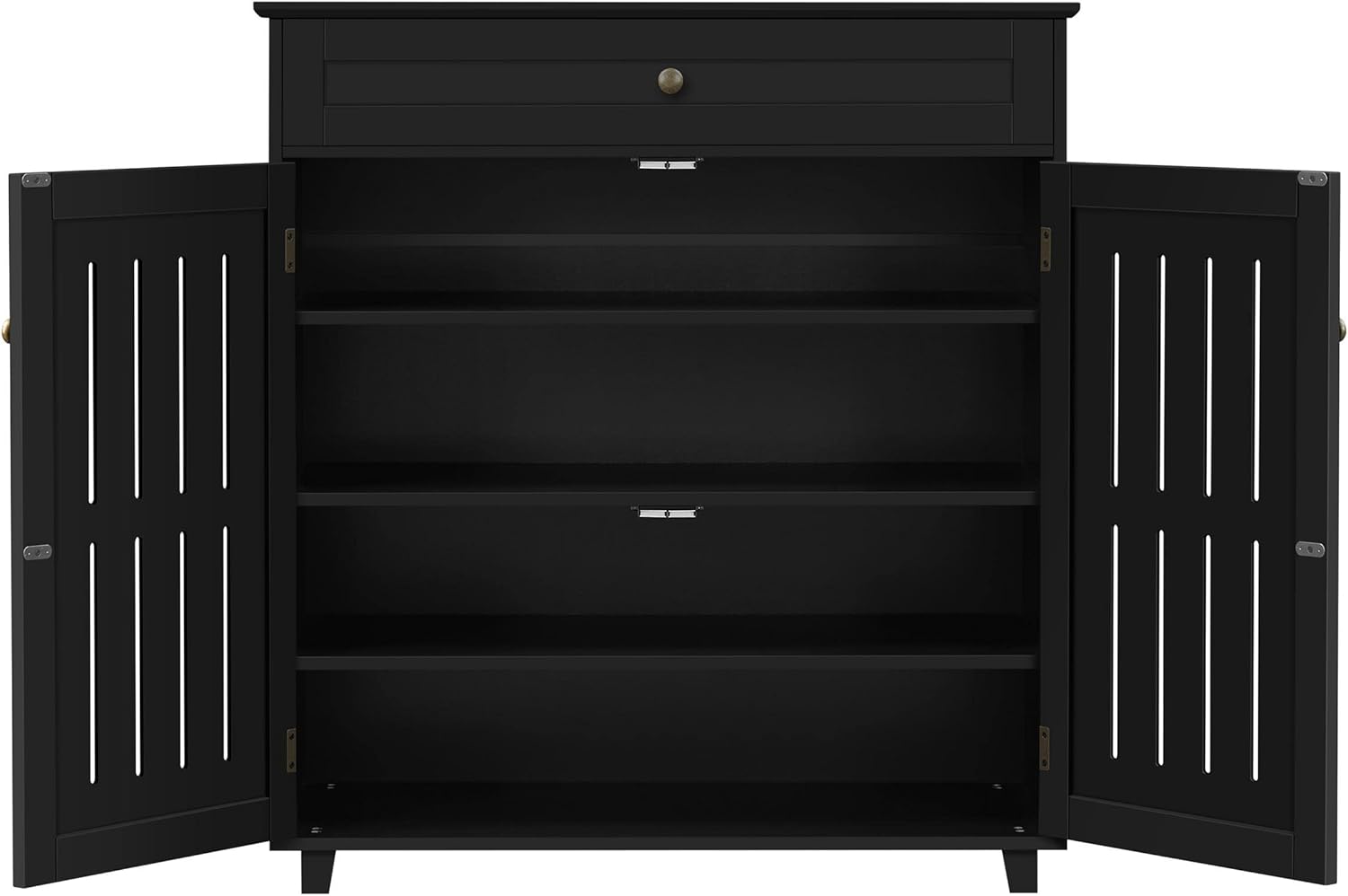 Topeakmart Gabinete de almacenamiento negro con puertas, cajones y estantes, organizador de archivos, soporte de pintor para oficina en casa