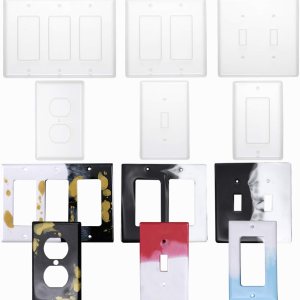 Tanlee 6 piezas de cubierta de interruptor de resina, panel de interruptor de luz, molde de silicona, molde de epoxi para hacer manualidades Tanlee 6 piezas de cubierta de interruptor de resina, panel de interruptor de luz, molde de silicona, molde de epoxi para hacer manualidades