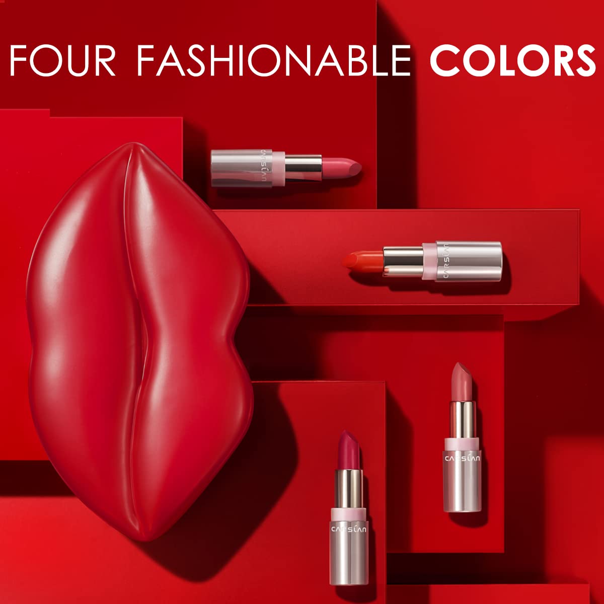 4 pintalabios lustrosos, caja de regalo de labios rojos, acabado crema, lápiz labial hidratante de larga duración, no pegajoso para mujeres