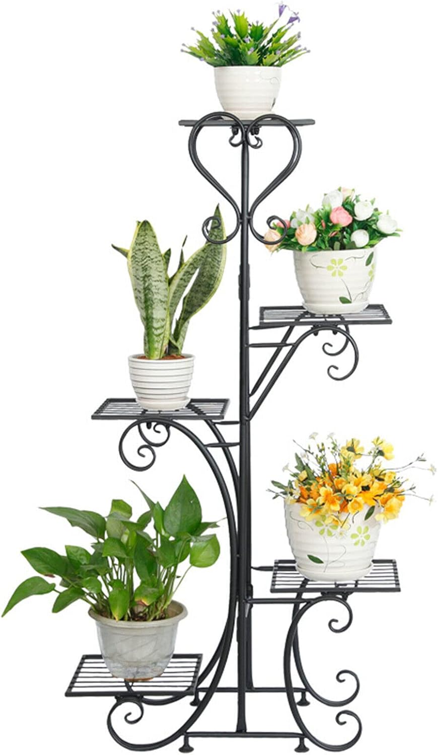 Soporte de esquina de metal de múltiples capas, soporte para plantas de 5 niveles, estante de hierro para decoración de macetas, estante de hierro