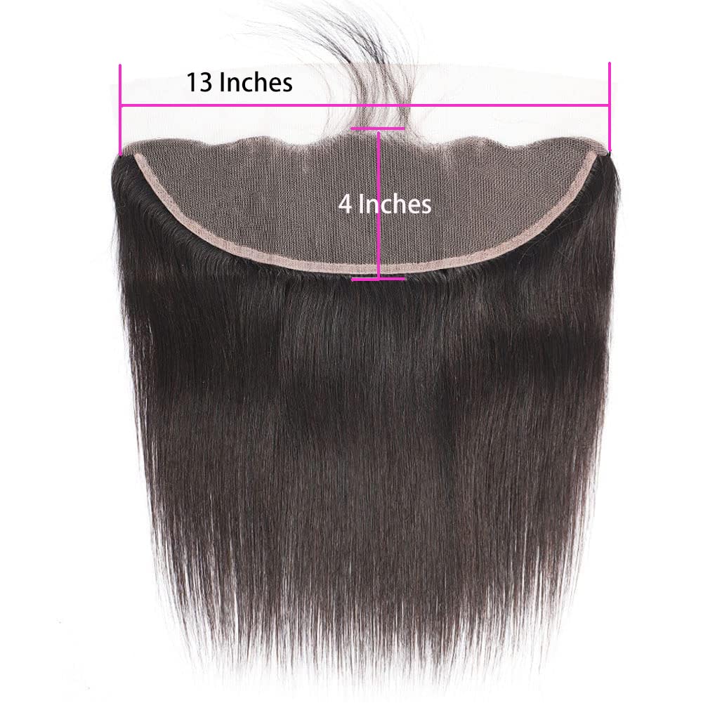 Cierre frontal de encaje, cabello humano lacio frontal de 13 x 4 de oreja a oreja, encaje frontal HD con abuelitos predepilados, densidad del 150%,
