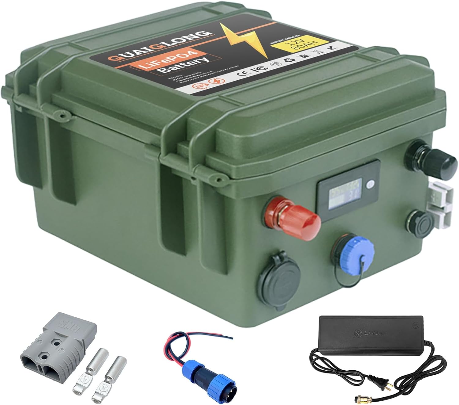 GuaiGLong Batería LiFePO4 de 12 V 80 Ah, batería de motor de arrastre integrada 100 A BMS 1024Wh, más de 8000 baterías de litio de ciclo profundo de