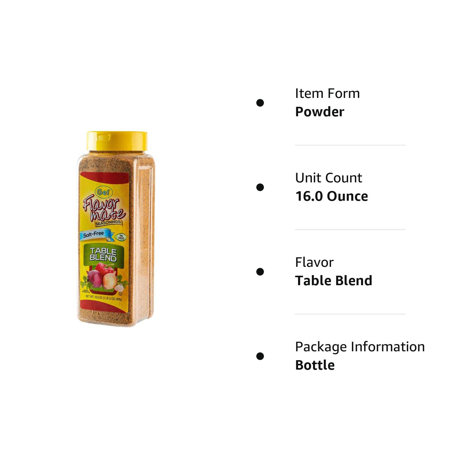 Flavor Mate Condimento sin sal sin MSG, 16 onzas, tamaño club (mezcla de mesa)
