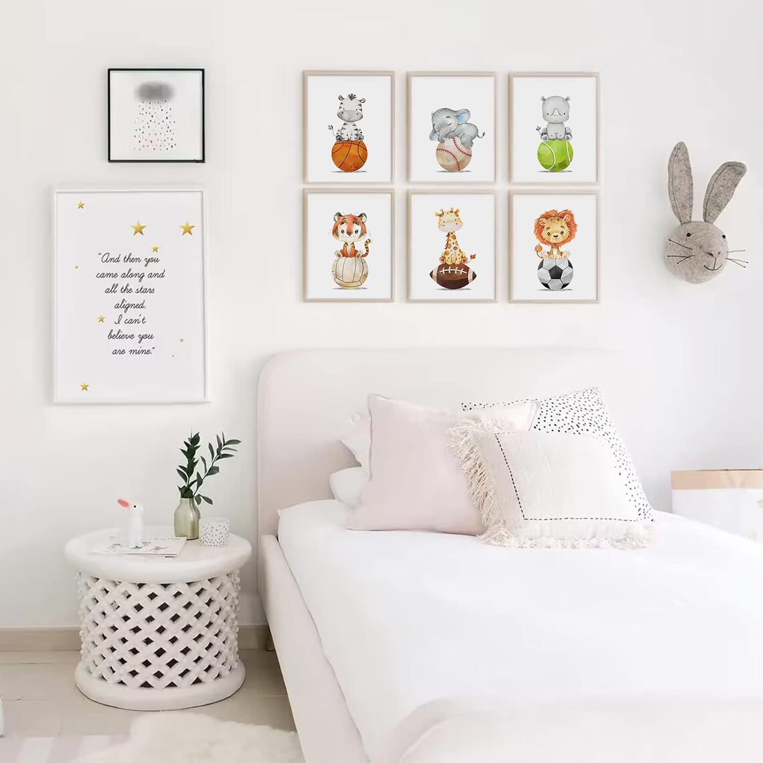 Juego de 6 impresiones artísticas para pared de bebé niño, decoración de guardería, animal, arte de pared para niños, lienzo para guardería, arte de
