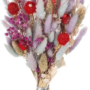 Botius Ramo de flores secas mixtas naturales de 17 pulgadas, hierba de cola de conejo, aliento de bebé, crisantemo, Phalarit Canariensis, avena para Botius Ramo de flores secas mixtas naturales de 17 pulgadas, hierba de cola de conejo, aliento de bebé, crisantemo, Phalarit Canariensis, avena para