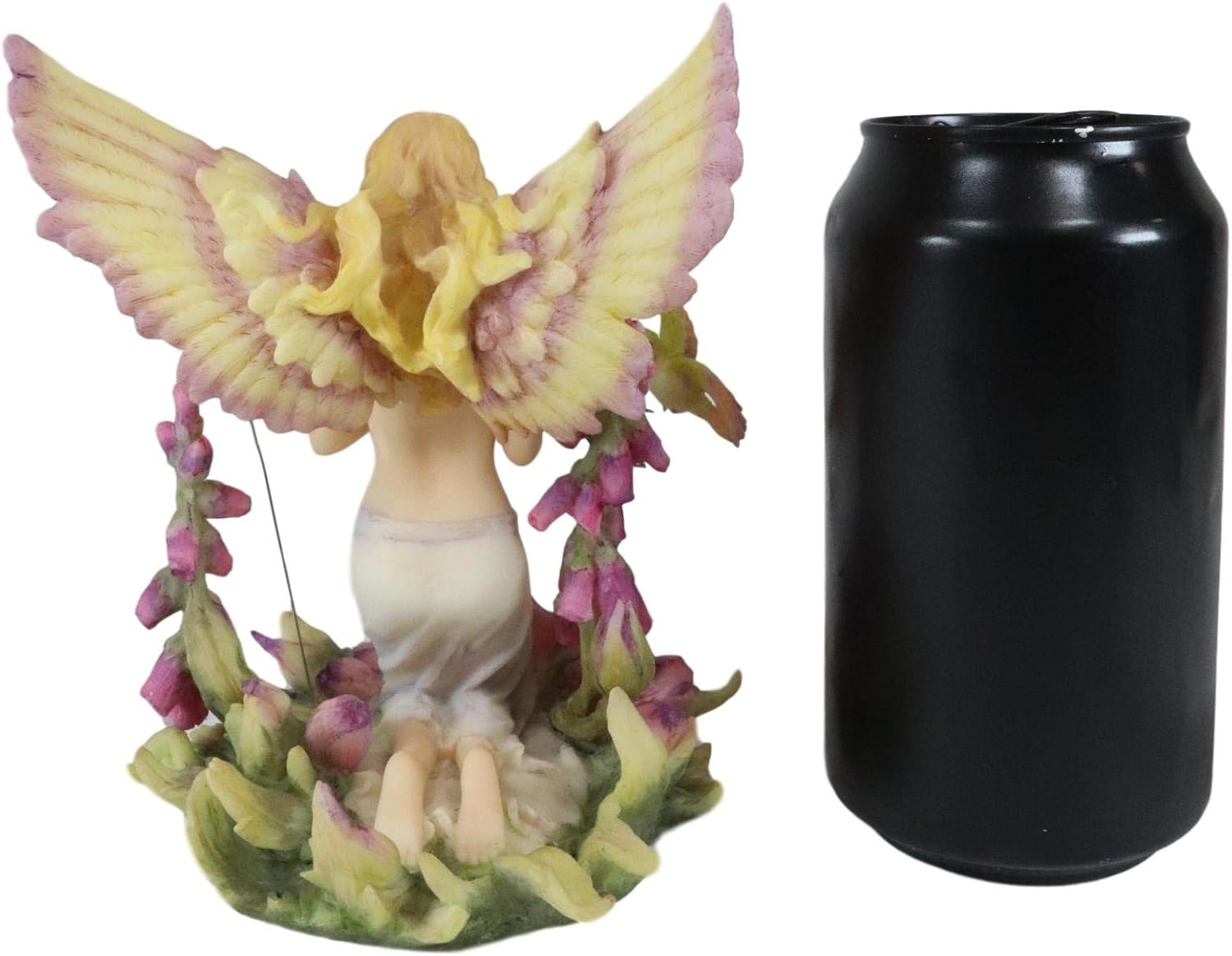 Ebros Gift Jody Bergsma Faith Fairy Naiad – Estatua de flores moradas con colibríes, 5.75 pulgadas de alto, figura mágica de jardín de hadas en