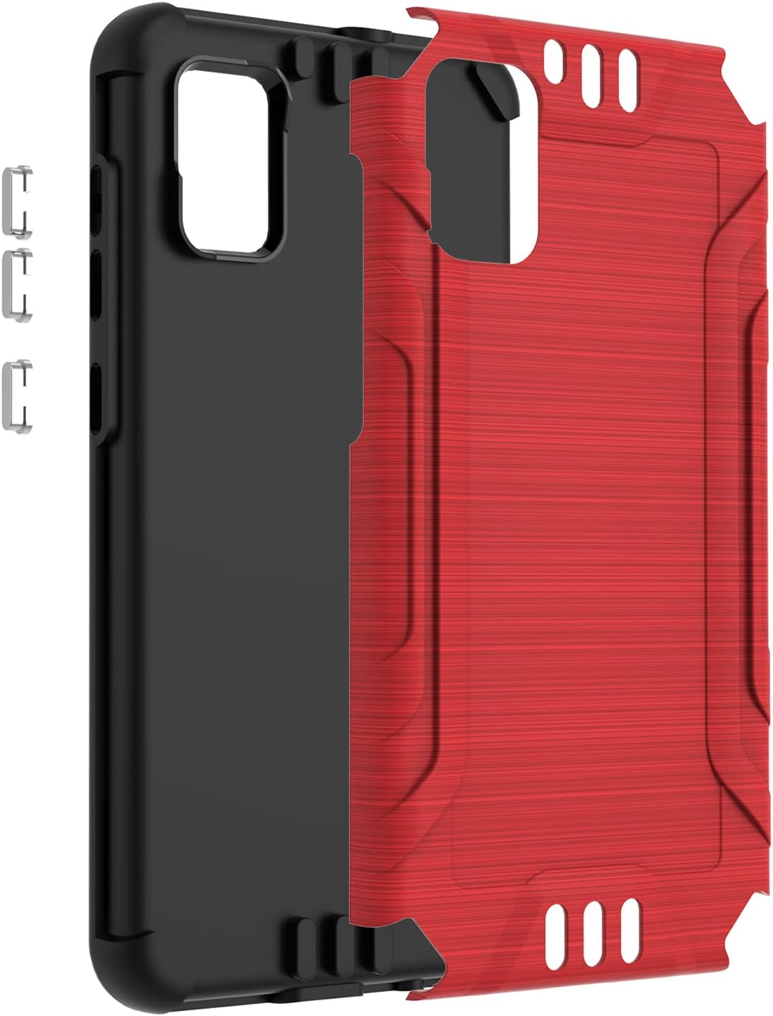 TJS Funda para Visible ZTE Blade A3 Prime Z5158, soporte magnético híbrido de doble capa a prueba de golpes con acabado metálico con acabado de