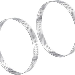uxcell 2 anillos de acero inoxidable para hornear, anillo perforado de mousse para hornear, resistente al calor, 5.9 pulgadas de diámetro, 0.8 uxcell 2 anillos de acero inoxidable para hornear, anillo perforado de mousse para hornear, resistente al calor, 5.9 pulgadas de diámetro, 0.8