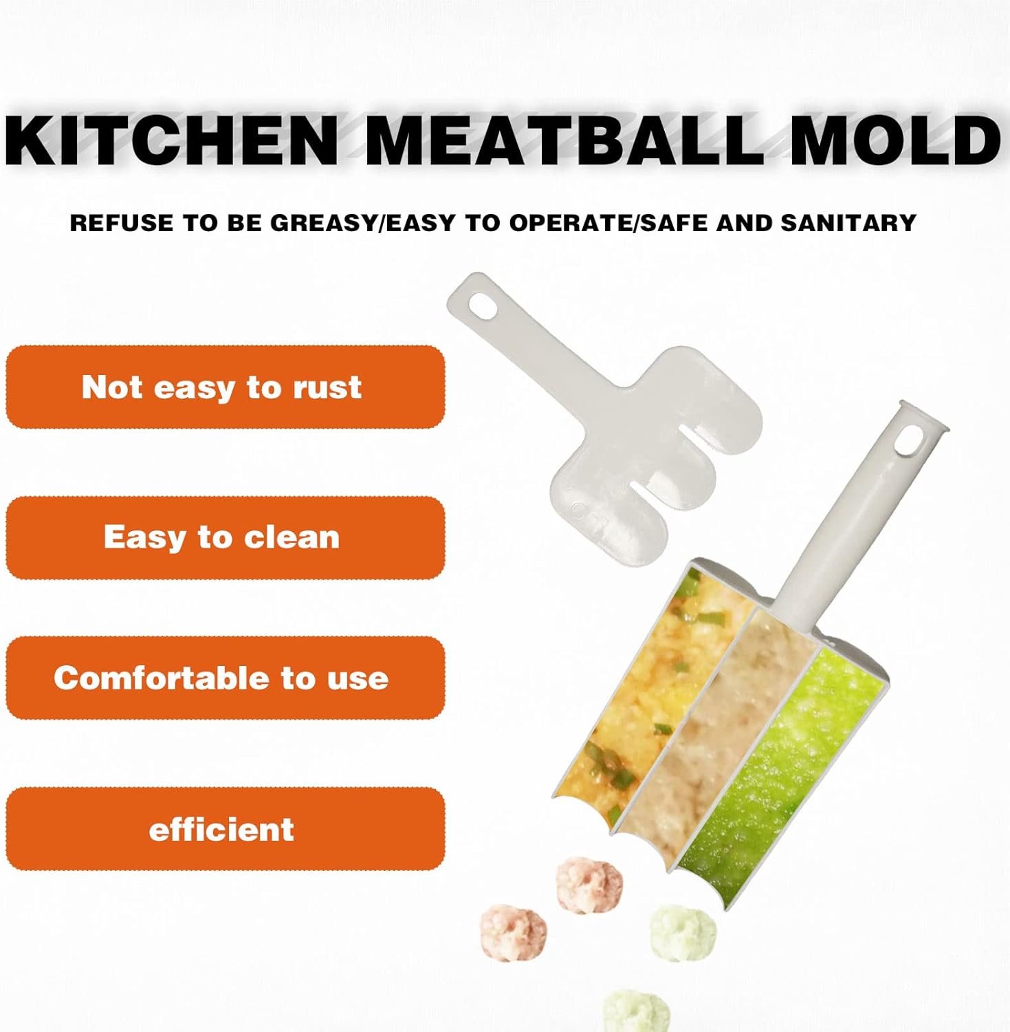 2 piezas de triple albóndigas molde de albóndigas de cocina, 3 albóndigas a la vez control rápido y eficiente del tamaño de albóndigas