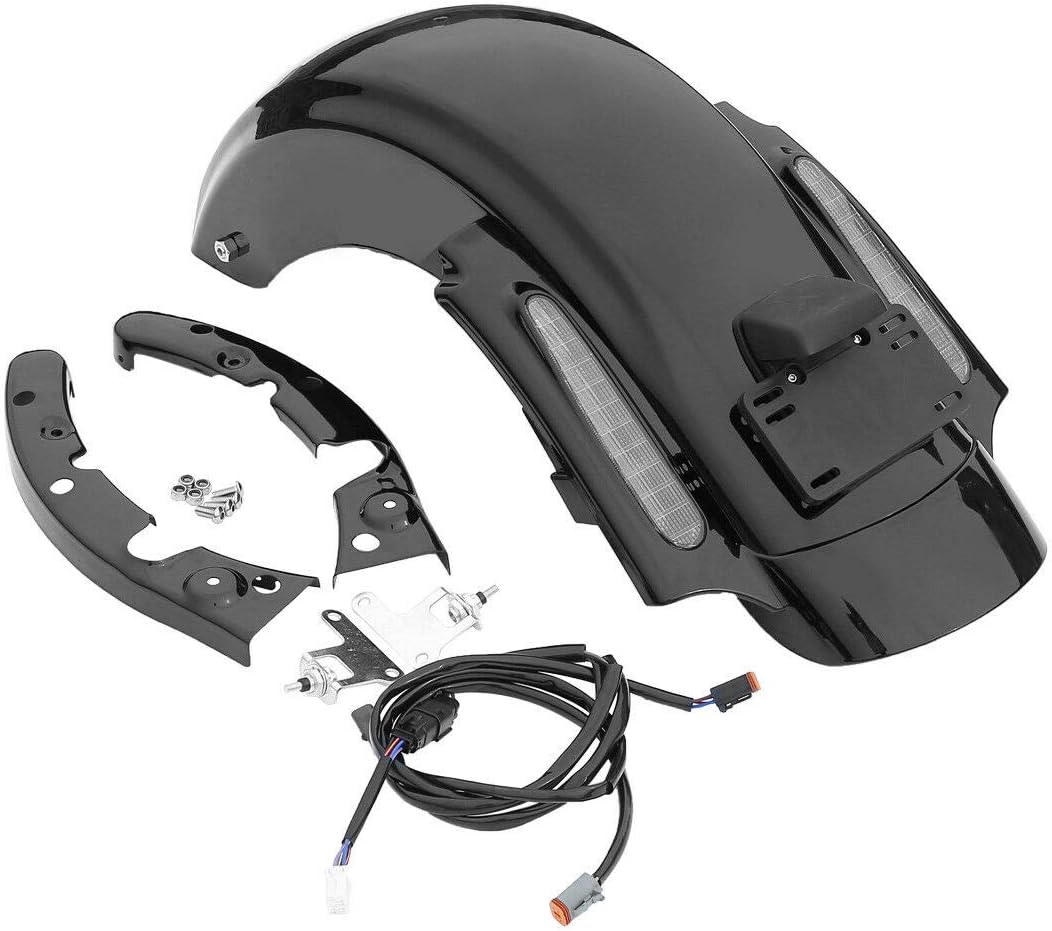 TCMT Rear Fender 5″ Stretched SaddleBag Black Latches Fit For Harley Touring Road King Electra Glide Street Glide Road Glide Ultra 2009-2013