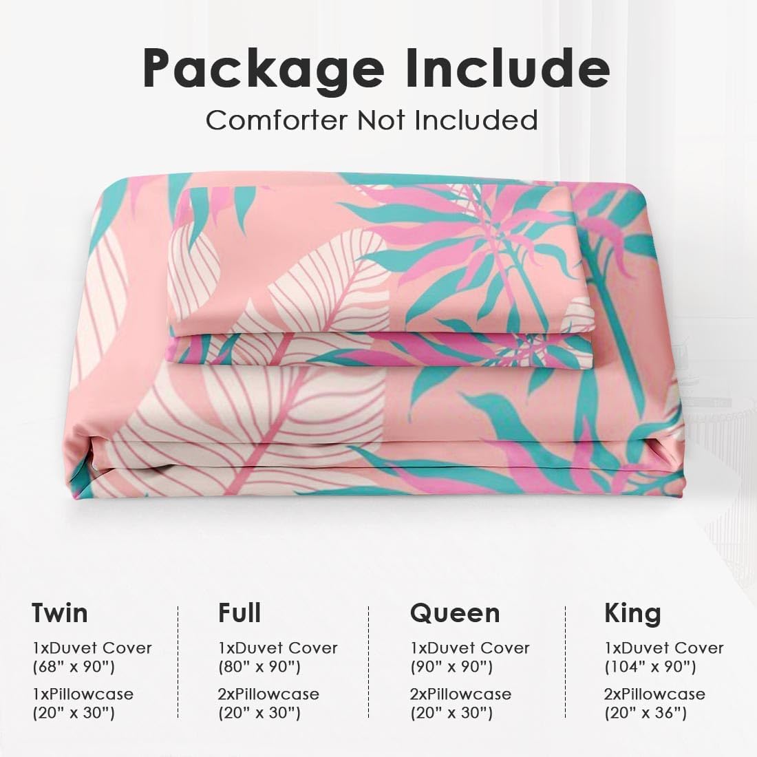 Juego de funda de edredón, juego de ropa de cama floral de verano con palmeras tropicales para niños y adultos, decoración de dormitorio de hojas de